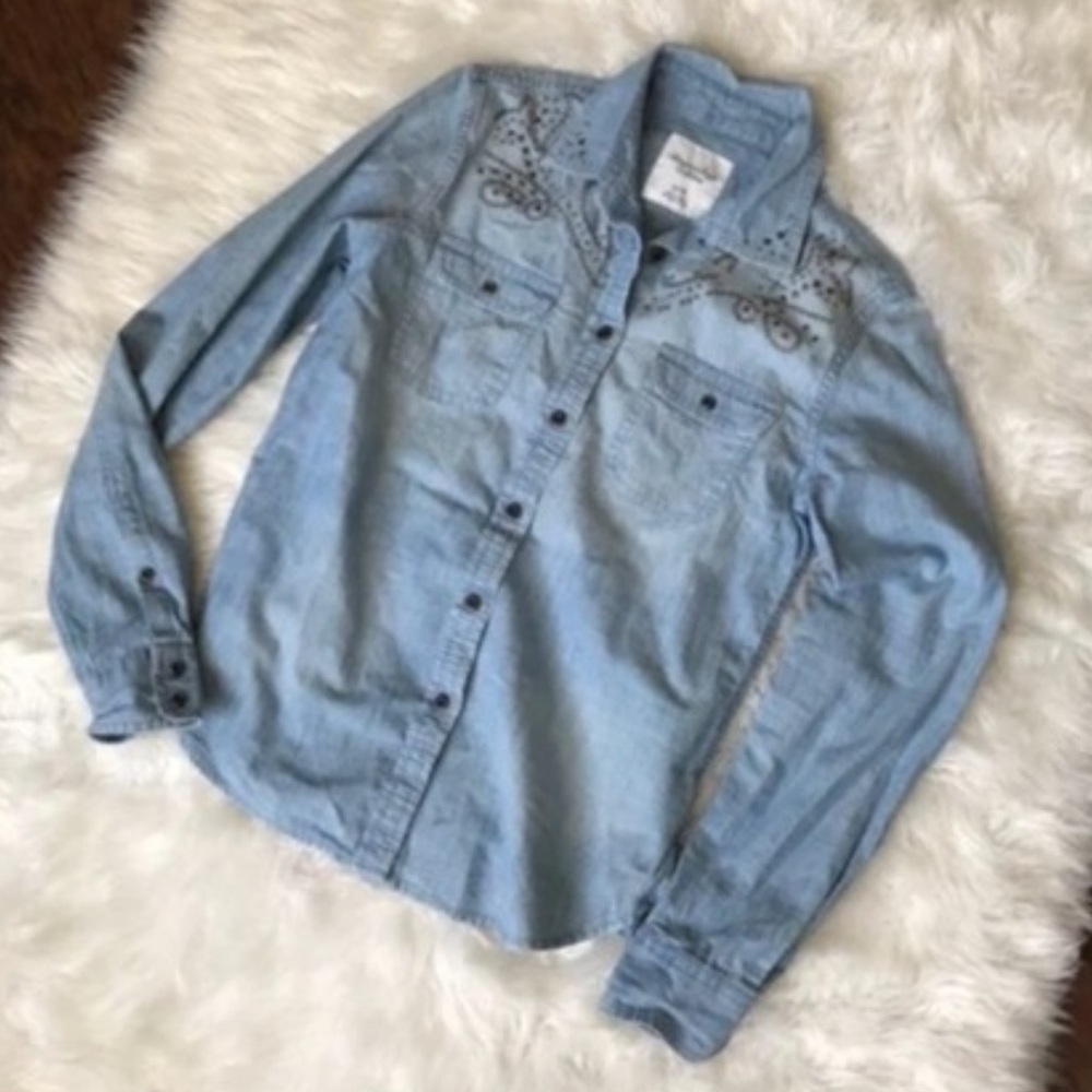 American Eagle Outfitters Blue Denim Top